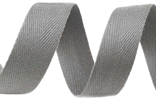 5m Köperband Baumwoll-Band 20mm Einfassband Kantenband Dekorationsband, Farbwahl, Farbe:grau