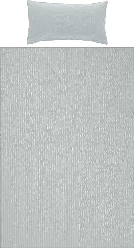 Erwin Müller Bettwäsche-Set Seersucker Uni Serie Rosenheim, Bettbezug, Kissenbezug Silber Größe 40x80 cm / 135x200 cm - pflegeleicht, bügelfrei, mit Reißverschluss