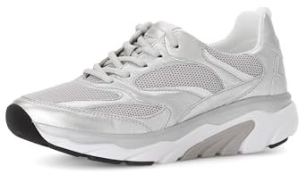Gabor Damen Low-Top Sneaker, Frauen Halbschuhe,schnürschuhe,schnürer,straßenschuhe,Strassenschuhe,Sportschuhe,Silber/Weiss,38 EU / 5 UK