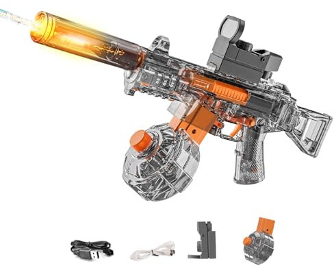 Elektrische Wasserpistole Mit Blitz Effekten, Automatische EIN-Knopf-Wasserabsaug Pistole Wiederaufladbarer Batterie, Für Kinder,Erwachsene Strandpool Wasserspaß Spielzeug (Schwarz)