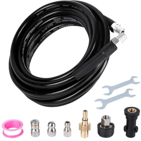 Professional 400 Bar Drain Jetting Kit for Unblocking and Cleaning Blocked Drain Sink Sewer, 100 FT High Pressure Washer Hose Compatible with Karcher Bosch, with M22-14mm + 1/4 Quick Connector
