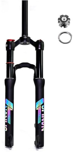 NBTRXWAFR 20 24 Pouces VTT Fourche À Suspension Pneumatique Droit 1-1/8 Fourches Avant Vélo Montagne Dégagement Rapide QR 9×100 Voyage 120Mm Verrouillage Manuel,20inch