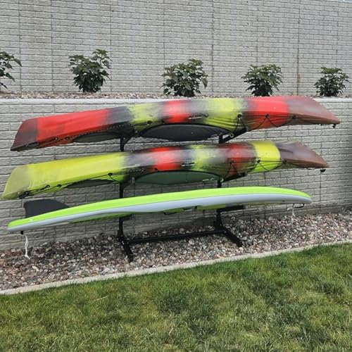 WhamtL Kayak Storage Rack Black Kayak Racks for Outdoor Indoor, Vertical Hanging Organizer Shelf Canoe Hangers, Kayak Storage Hook for Boats Paddle Board Surfboard(3 Levels)