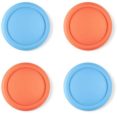PlayVital 4 Piezas de Tapas de Silicona para Joysticks para Nintendo Switch 2 (2025), Agarres para el Pulgar Antideslizantes y Mejorados, Protector para Joystick (Azul+Naranja)