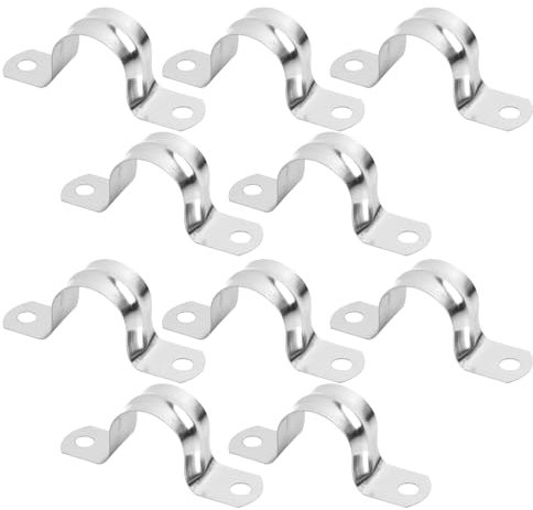 20MM Pipe Strap Clamp 20pcs Set,304 Stainless Steel U Bracket 2 Hole Tube Strap, Durable U-Tube Clamp Pipe Strap Holder Brackets Saddle Clip, for Securing Pipes in Home and Industrial Use