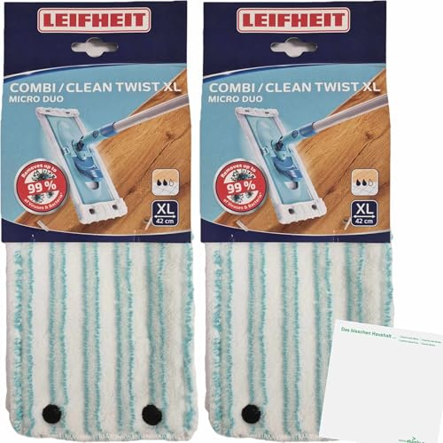 usy Bundle für Leifheit Wischbezug Clean Twist XL Micro Duo, Bodenwischer Ersatzbezug 42cm Breite 2er Pack (2Stk) Block