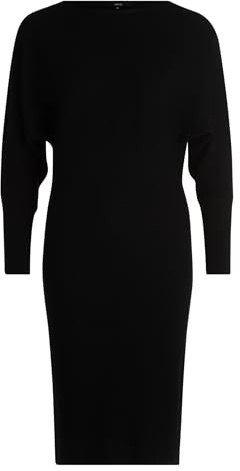 zero Damen Strickkleid mit U-Boot Ausschnitt 34, Black Beauty