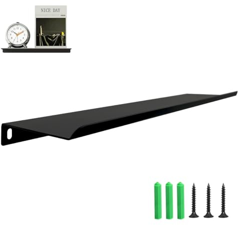 OUYULAI Wandregal Metall Schwarz Schweberegal Wandboard Duschregal Dekorative Schweberegal Badezimmer Organizer, Bad ZubehöR, Ablage FüR Wohnzimmer, Bad, Büro, KüChe Modernes Design, 1 Stück, 40 cm