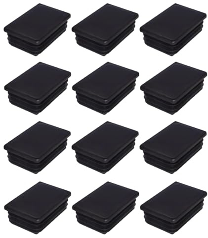 QHFlashbuy Bouchons Lamellaires 12PCS 40 x 60 mm pour Tubes Carrés,Bouchons de Couverture Cache Tube en Plastique PE Bouchon Pied de Chaise Embout de Bouchon pour Chaises Canapés Tables
