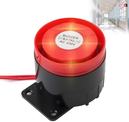Alarmsirene Außen 220V 120dB Wasserdicht Diebstahlsicherung Alarmanlage | mit Akustischem und Beleuchtetem Alarm Rotem Blinklicht zu Hause für Sicherheitssysteme, Garage & Gewerbe