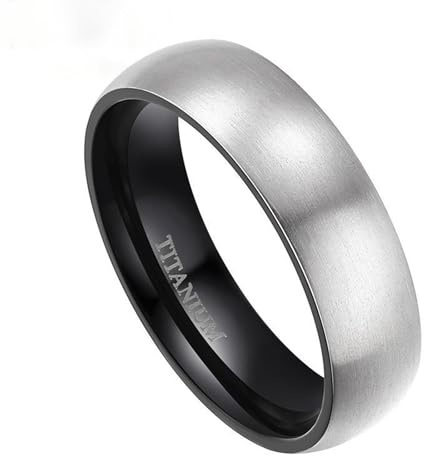 TIEHOKTW Hochzeitsringe Silberblau Herren, Eheringe Titan 6MM/8MM mit Gravur Verlobungsring Kuppel Ohne Stein Modeschmuck Männer Ring Gebürstet Gr. 49-75