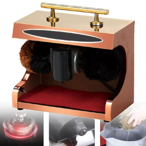 WOTZOV Cireuse à Chaussures Automatique à Induction avec Double Brosse, silencieuse et Facile à Nettoyer, idéale pour Les entrées d'hôtel et l'usage Domestique.,Gold