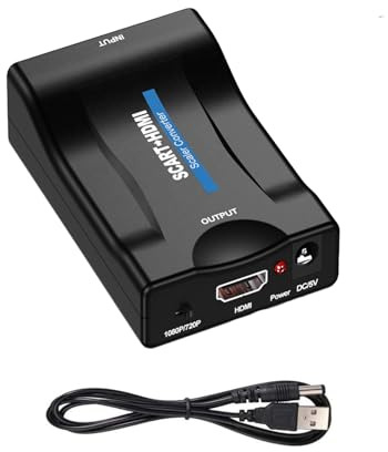 GERUI Adattatore convertitore da scart a HDMI | Convertitore audio video HD 720p/1080p, uscita per HDTV, STB, VHS, Xbox, PS3, proiettore, Blu-ray, monitor, DVD, Sky, Wii