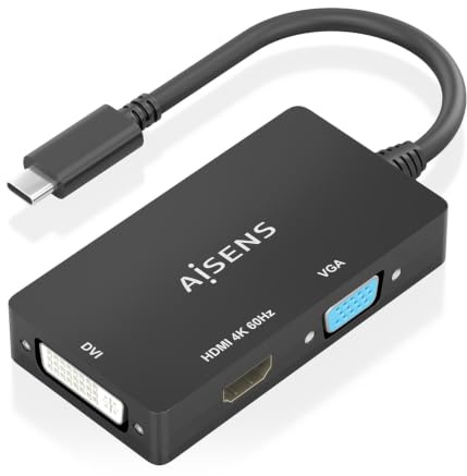 AISENS - A109-0954 - Konverter USB-C auf DVI/HDMI/VGA, USB-C/M-DVI/H-HDMI/H-VGA/H, 15 cm