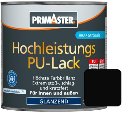 Primaster Hochleistungs PU-Lack 375ml 2in1 Tiefschwarz Glänzend Acryllack