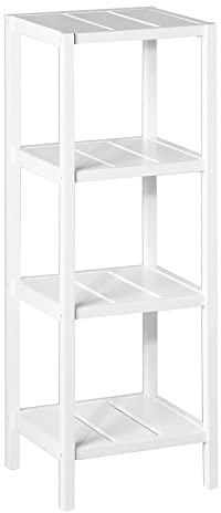 LOLAhome Estanteria de 4 baldas de Madera, Color Blanco. Rectangular 37x33x110 cm. para Baño.Fácil Montaje