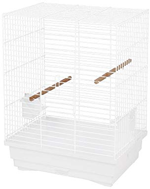 decorwelt Vogelkäfige XL Weiß Außenmaße 45,5x33,5x60 cm Urlaub Reisekäfig Zubehör Wellensittich Kanarienkäfig Plastik Vogel Modell Pola