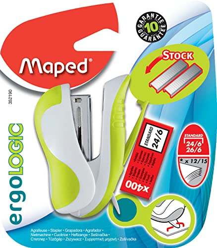 Maped Ergologic 352190 Mini-Tacker Soft Touch + 400 Heftklammern, Grün