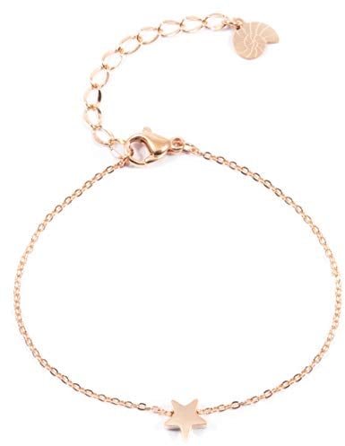 Happiness Boutique Damen Armband Stern Rosegold | Filigrane Stern Armkette Edelstahlschmuck