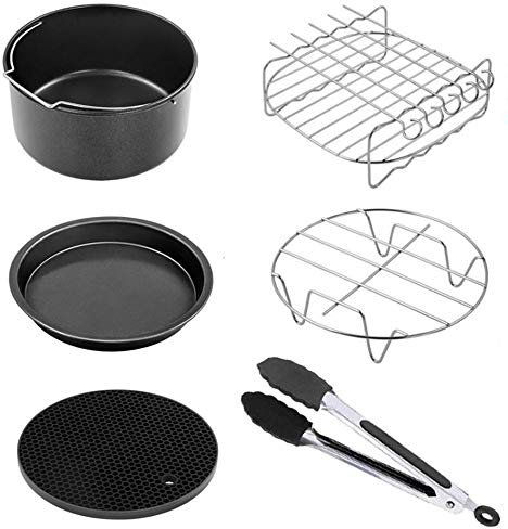 JJDD Carkio Air Fritteusen-Zubehör, 17,8 cm, 6 Stück, kompatibel mit Ninja Phillips Cosori Gowise für alle 3.7QT – 5.3QT – 5.8QT
