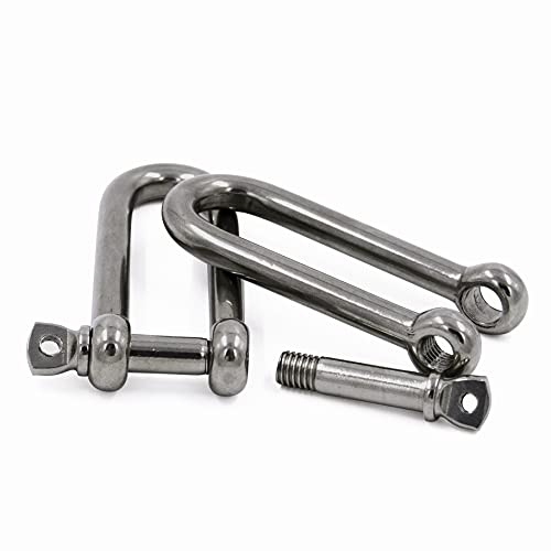 PROTECH 2 Stück Edelstahl Schäkel 6mm Stahlseil Drahtseil Schaekel lang rostfreier A4 V4A Rundschäkel Drehschäkel D-Schäkel