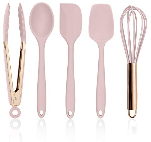 COOK WITH COLOR Silicone Cooking Utensils Set, Easy to Clean, for Nonstick Cookware, Kitchen Gadgets, Standard, Pink