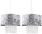 MiniSun | Modern Silver Grey Velvet Ceiling Light Shades with Clear Acrylic Droplets | Pendant Lights, Home Décor & Improvement Essential | Set of 2 | 330cm Shade Width
