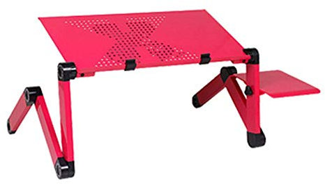 WJYLM Laptop Computer Stands, Laptop Table Stand With Adjustable Folding Ergonomic Design Stand Notebook Desk, Netbook Or Tablet With Mouse Pad,pink