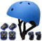 KORIMEFA Casco Infantil Equipo de Protección Patinete con Casco Adjustable Rodilleras Coderas para Bicicleta Monopatín y Deportes Extremoscon de 3 a 13 años (m, Azul)