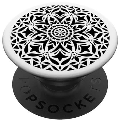 Black Mandala Pop Mount Socket Cute Designed Divine Mandala PopSockets Grip and Stand for Phones and Tablets PopSockets Adhesive PopGrip