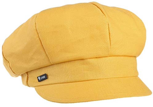 Lipodo Classic Ballonmütze Damen Made in Italy Leinen Baumwolle Damencap elastischer Gummizug Newsboymütze Frühjahr Sommer gelb One Size