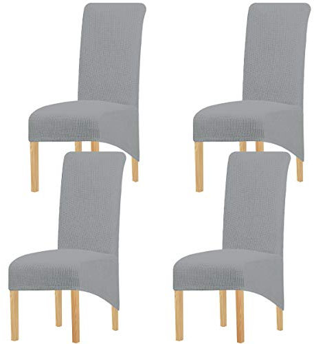 KELUINA XL Stuhlhussen,Universal Stretch Stuhlhussen 2er 4er 6er Set Stuhlbezug für Stuhl Esszimmer(Hellgrau,4 Stück)