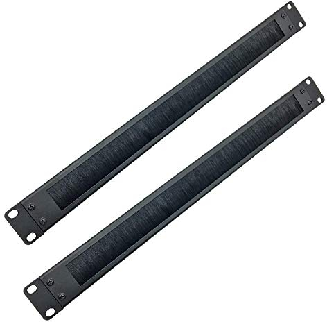 JINGCHENGMEI JCM-19NAJingchengmei 2 Pack 1U Cable Manager Panel with Brush Server Rack Wire Management System for Cable Entry for 19in Rack,Black