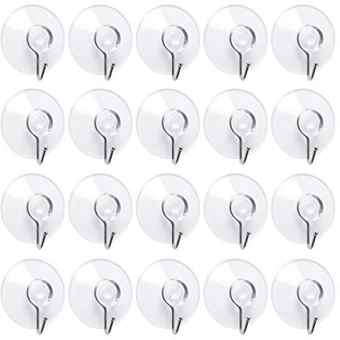 Annefly Suction Cup Hooks 20pcs 40mm Transparent Sucker Hook for Kitchen Bathroom Door Ceiling Detachable Reusable Suction Hooks No Scratch Waterproof (20) (20pcs)