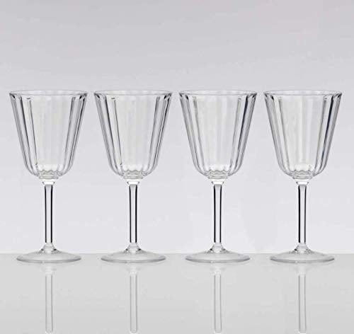 Flamefield Crystaline Acrylic Wine Glasses Goblets 4 Pack