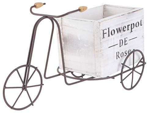 DOITOOL Wood Planters Rustic Table Decor Small Pots Metal Bicycle Model Bike Planter Holder Succulent Pots Craft Decor Dining Table White Small Plant Stand Wooden