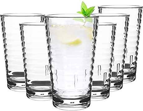 6 Pcs 385 ml Réutilisables Gobelets Incassables en Plastique de Type Verre,Gobelets à Eau Jus Verres en Plastique Polycarbonate Gobelets à Eau en Plastique Acrylique Gobelets pour Adultes Clear
