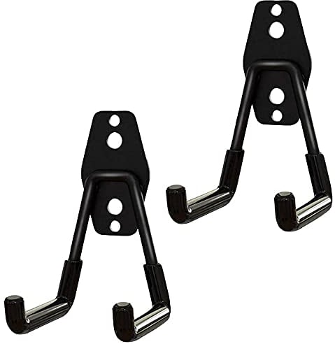 ANCLLO 2 Pack Black Garage Storage Utility Hooks Garage Garden Tool Organizer Steel Wall Mount Hooks Garden Small U Hooks-Medium