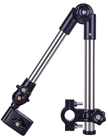 Verstellbarer Schirmhalter Universal Regenschirm Halterung Regenschirmständer Unterstützer 360°Drehbarer Regenschirm Universalklemme für Fahrrad Rollstuhl Kinderwagen Golf Trolley (Schwarz)