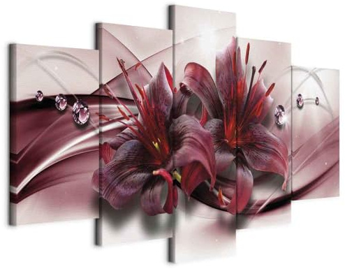B&D XXL - Akustikbild Akustikbild Blumen Lilien, Schallschutz, Wohnzimmer | Verbessert Raumakustik, reduziert Hall, ideal fürs Büro oder Wohnzimmer, hochwertige Verarbeitung, schnelle Montage, stilvoll