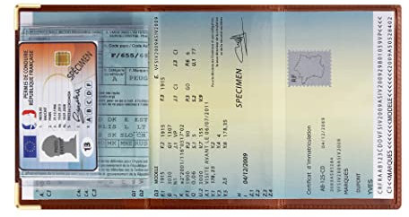 CDCT Porte Papier Voiture Marron adapté Nouveau Format permis de Conduire étui Carte Grise Assurance Fabrication Française