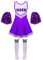 Jowowha Mädchen Cheer Leader Cheerleading Kostüm Schulmädchen Uniform Karneval Fasching Party Halloween Kostüm Kleid mit Pompoms Lila 146-152