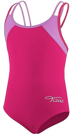 TIZAX Costume da Bagno Intero per Bambina e Ragazze Cinghie Incrociate Solide Rashguard UPF 50+ Asciugatura Rapida Rosa 13-14 Anni