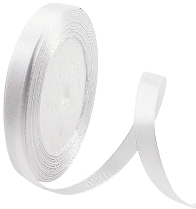Satinband Weiß 10mm, 23 Meters Dekoration Präsent Geschenkband Breit Schleifenband, Stoffband für Kleid Hochzeit, Taufe und Geburtstag Geschenke,Satin Dekoband, Deko Band Geschenkverpackung