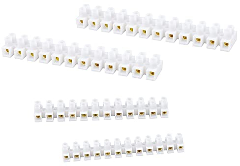 Morsettiere elettriche trasparenti 3A 15A doppia fila 12 posizioni connettore filo morsettiera a vite, design di connessione a più uscite, tagliabile (1 confezione da 4 terminali a blocco)