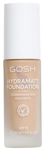 GOSH Foundation mit LSF 15 für helle & dunkle Haut, vegan I Mattierendes Make-up für trockene, sensible & ölige Haut I wisch- und schweißfest, ölfrei I Deckkraft regulierbar, kein Maskeneffekt I 008N