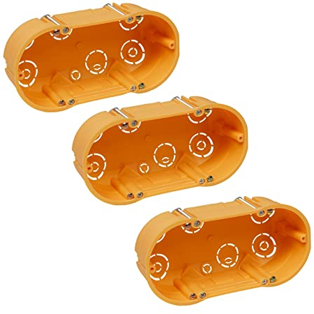 3x Hohlwanddose 2-fach - Doppelkammer Gerätedose Schalterdose - Dosentiefe 48 mm - 143 x 48 mm - inkl. Geräteschrauben - Orange - 3 Stück