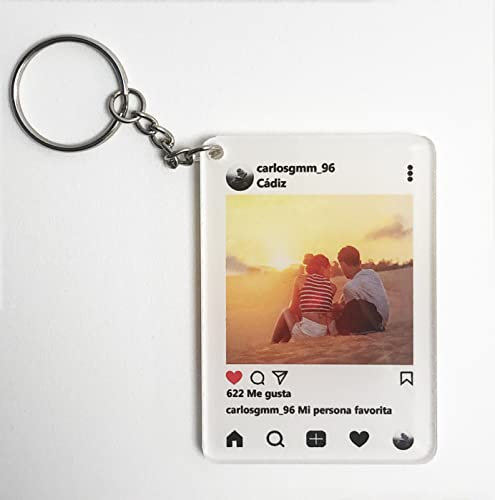 Oedim Pack 2 Llaveros Instagram Personalizado, Fabricado en Metacrilato 4mm, 5 x 7cm, Efecto Espejo