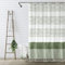 Awellife Tenda da doccia in stile boho, verde salvia, per bagno, a righe, con nappe, 183 x 183 cm, in lino