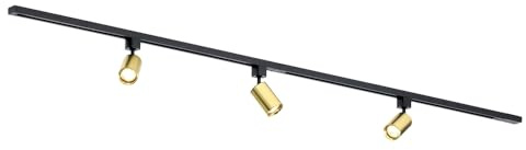 Qub Focus III 1-Phasen Led Schienensystem - 200cm - 3x GU10 Spots - 2x 1m Schienen - I-Form - Deckenstrahler Gold - Erweiterbar & flexibel - LED-kompatibel - Modernes Design Spot lampe